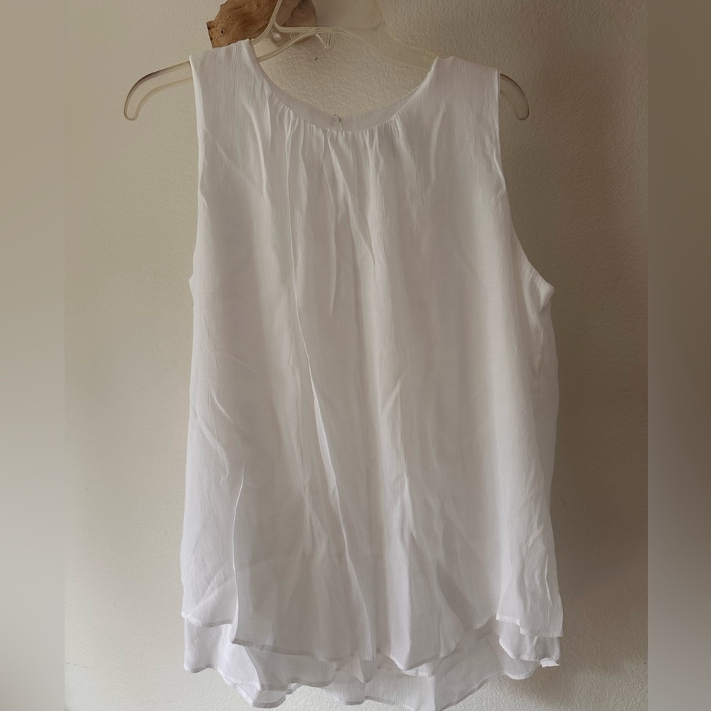 Women’s White Layered Chiffon Tank Top